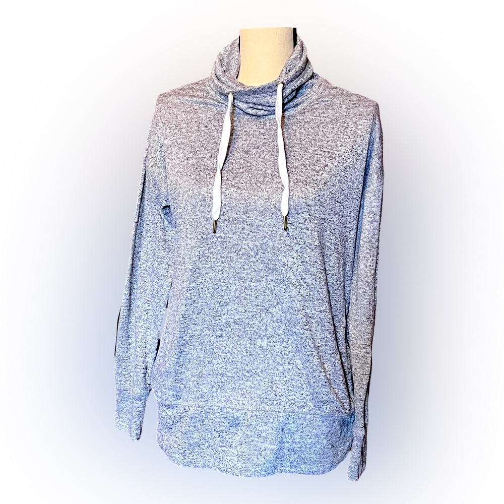 Cowl-Neck Mélange Tunic Sweater Gray